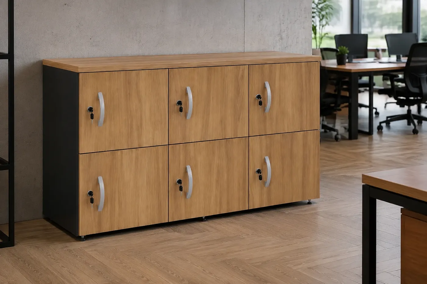 Armário locker componível — aplicação em ambiente