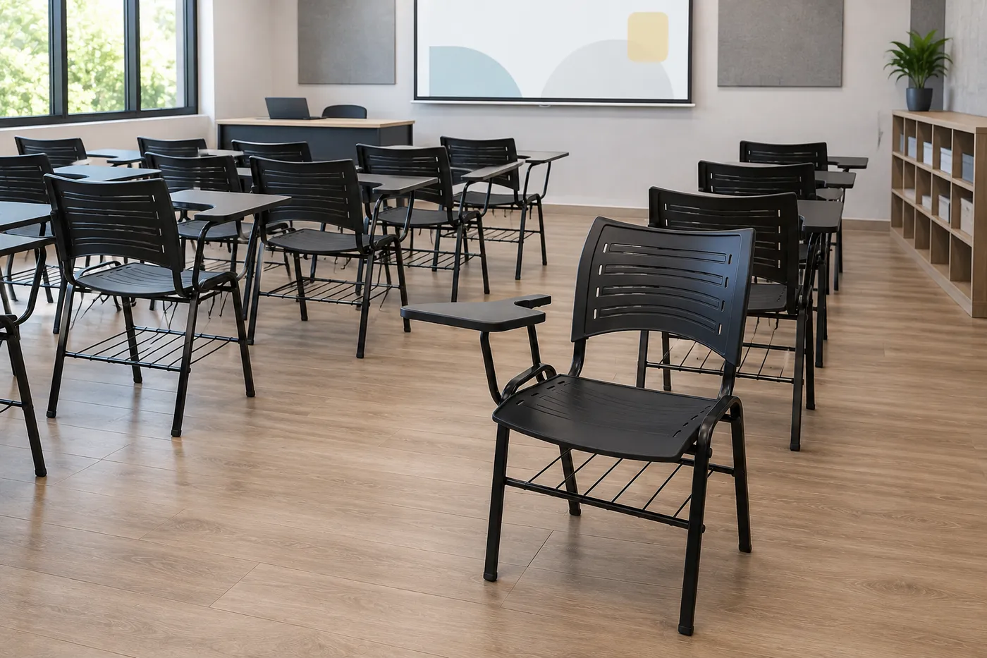 Cadeira universitária plástico Mrplastic — aplicação em ambiente