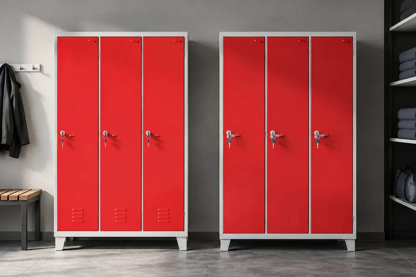 Portas coloridas com chave — aplicação em ambiente