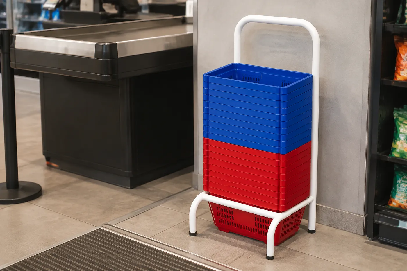 Suporte para cestas — aplicação em ambiente