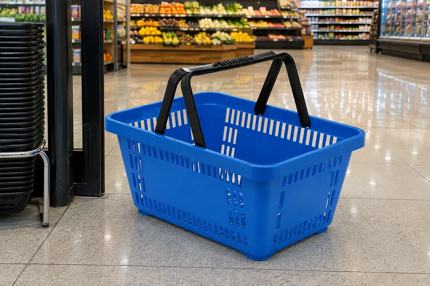Cesto de compra 18L — aplicação em ambiente
