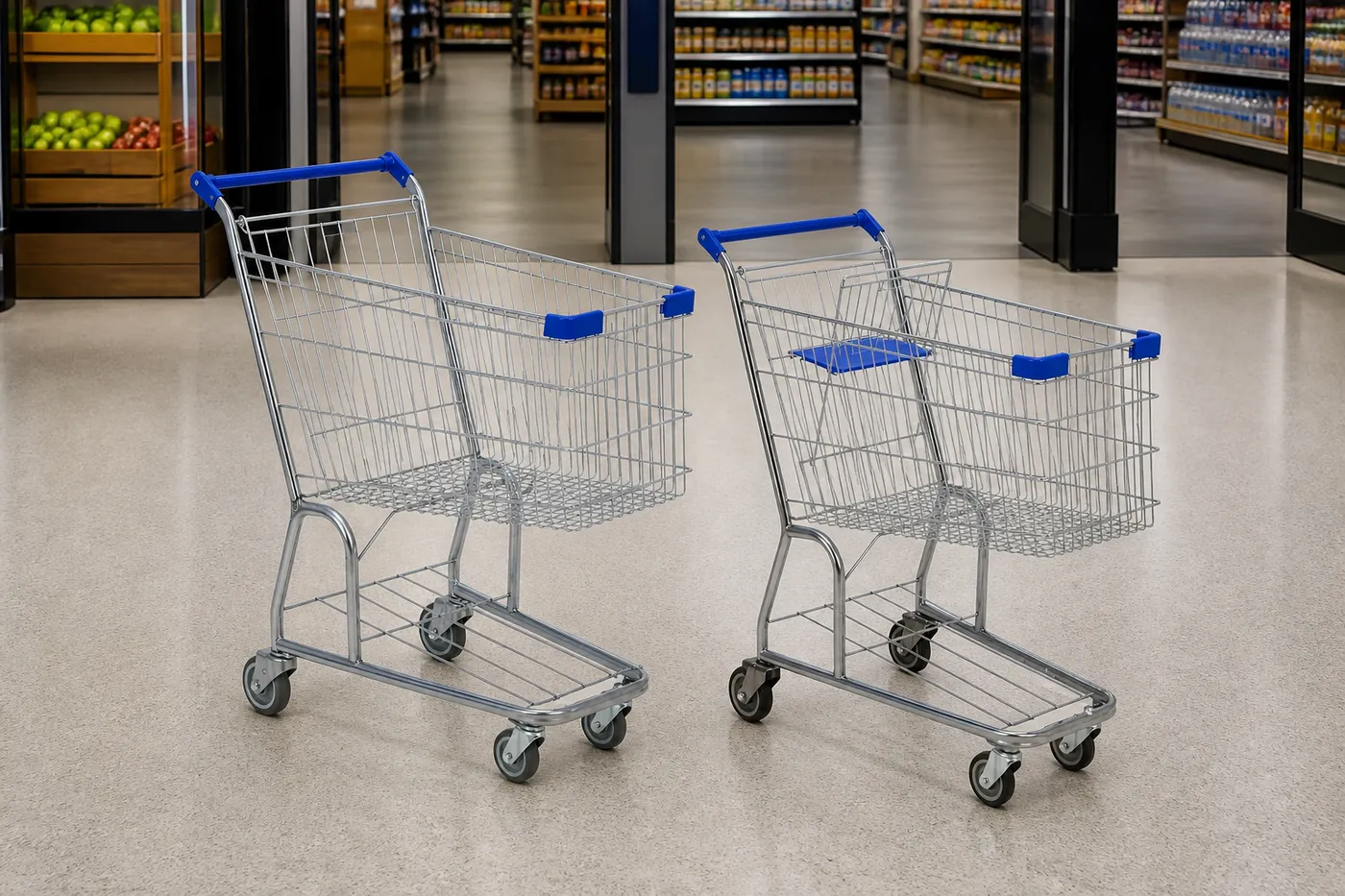 Carrinho de compras simples 130L — aplicação em ambiente