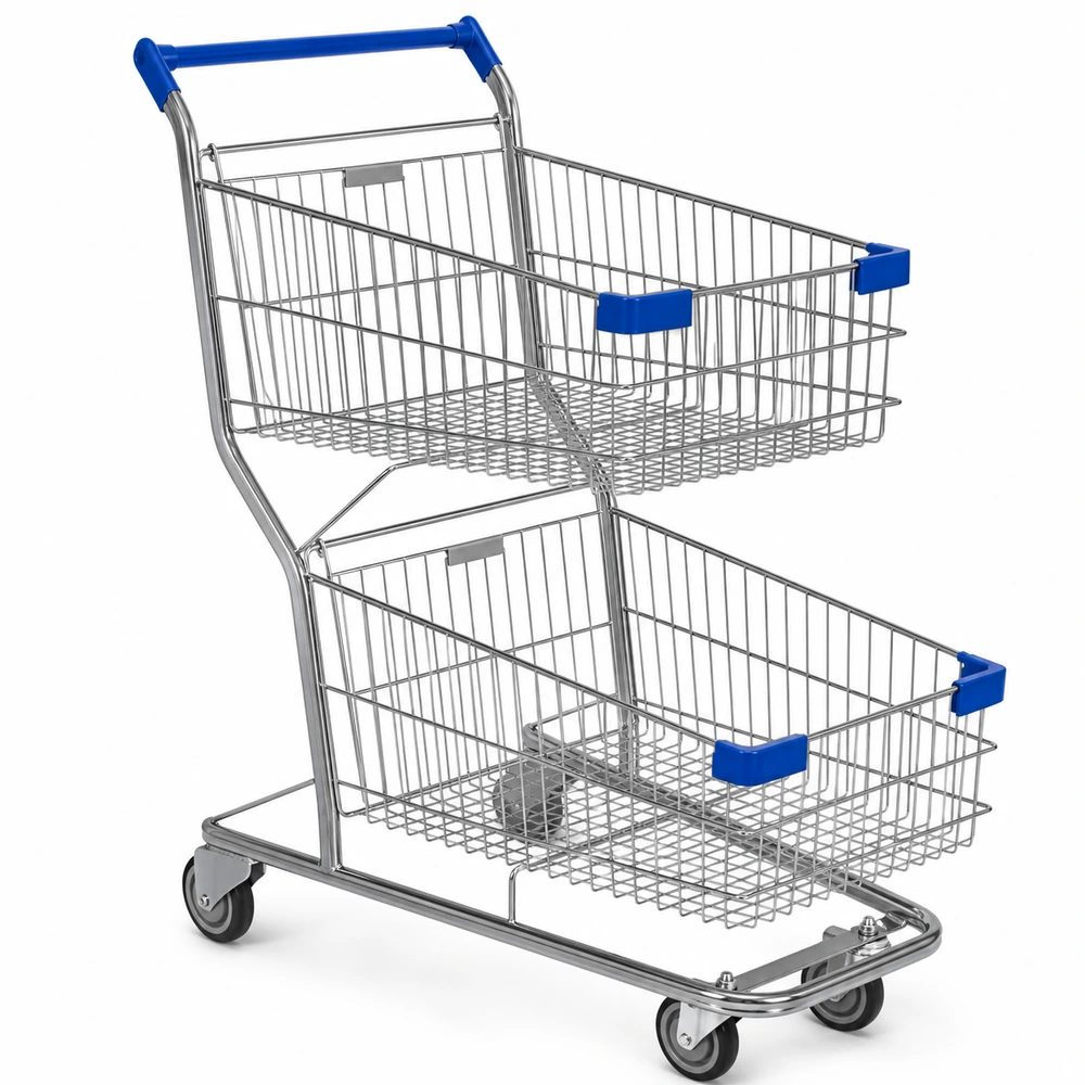 Carrinho de compras duplo 130L — outra vista